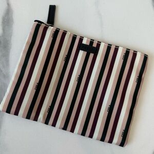 Furla Striped Cosmetic Pouch in Pink, Black, Burgundy